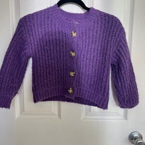 Zara Purple Textured Knit Cardigan